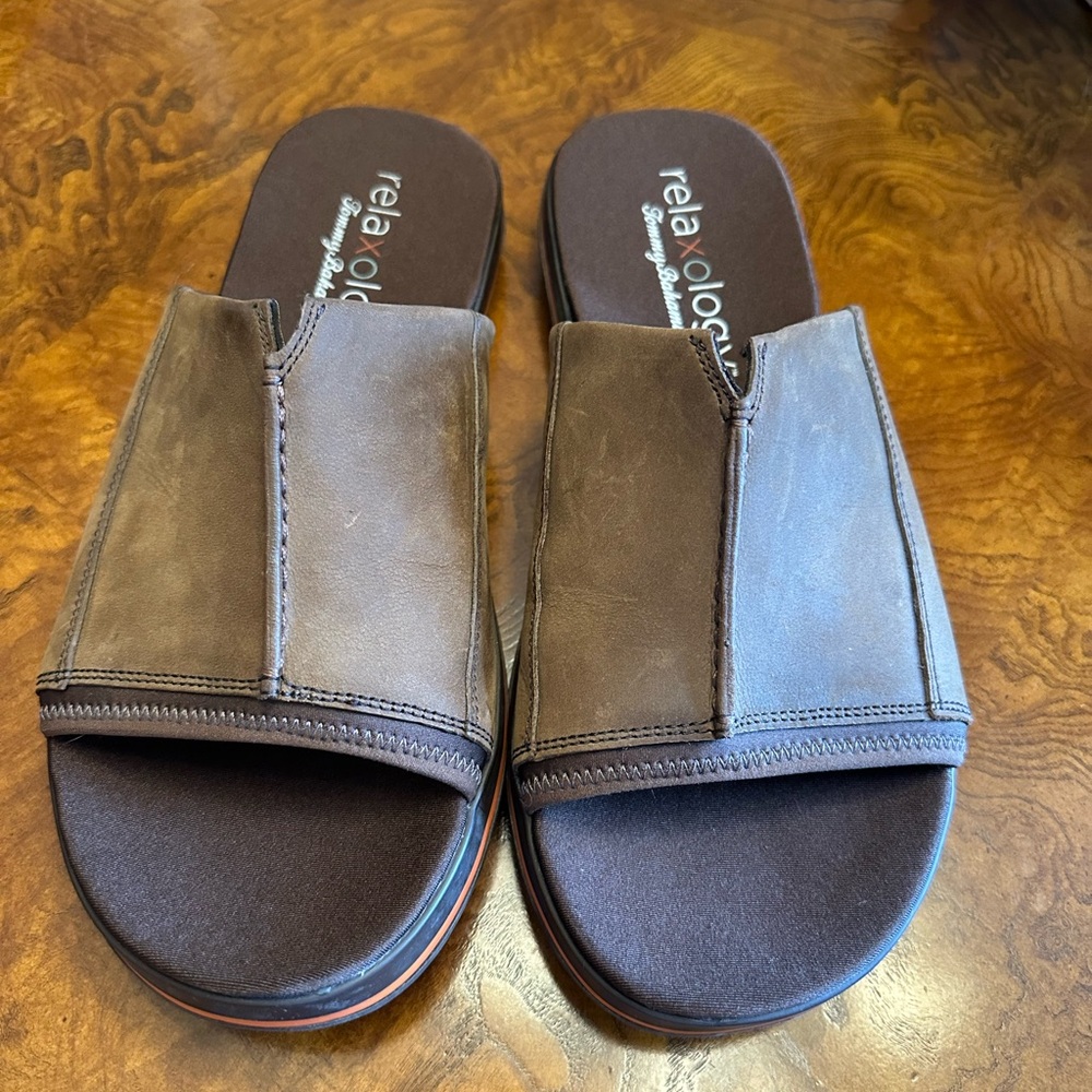 Tommy Bahama Relaxology Brown Slide Sandals - Picture 3 of 4